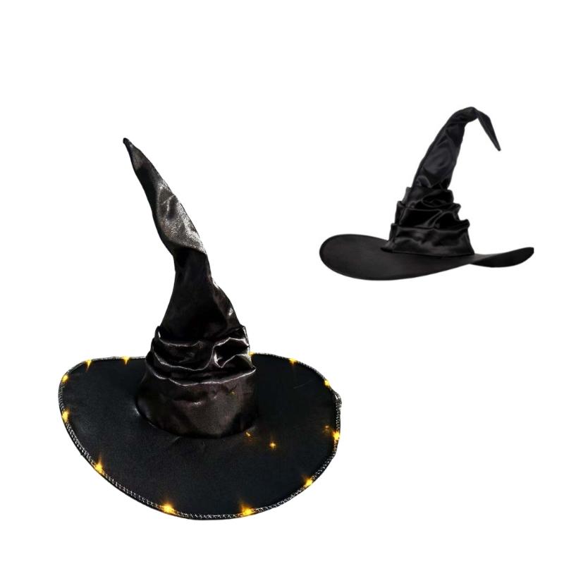 Halloween Wizard Hat Light Up Witch Hat Witch Caps Wizard Costume Accessories for Masquerade Party Decor Cosplay Props
