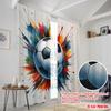 2pcs,2D plane printing Curtain Fabric Colorful Soccer Burst Versatile Durable Polyester (without rod) Gifts Use for Bedroom,