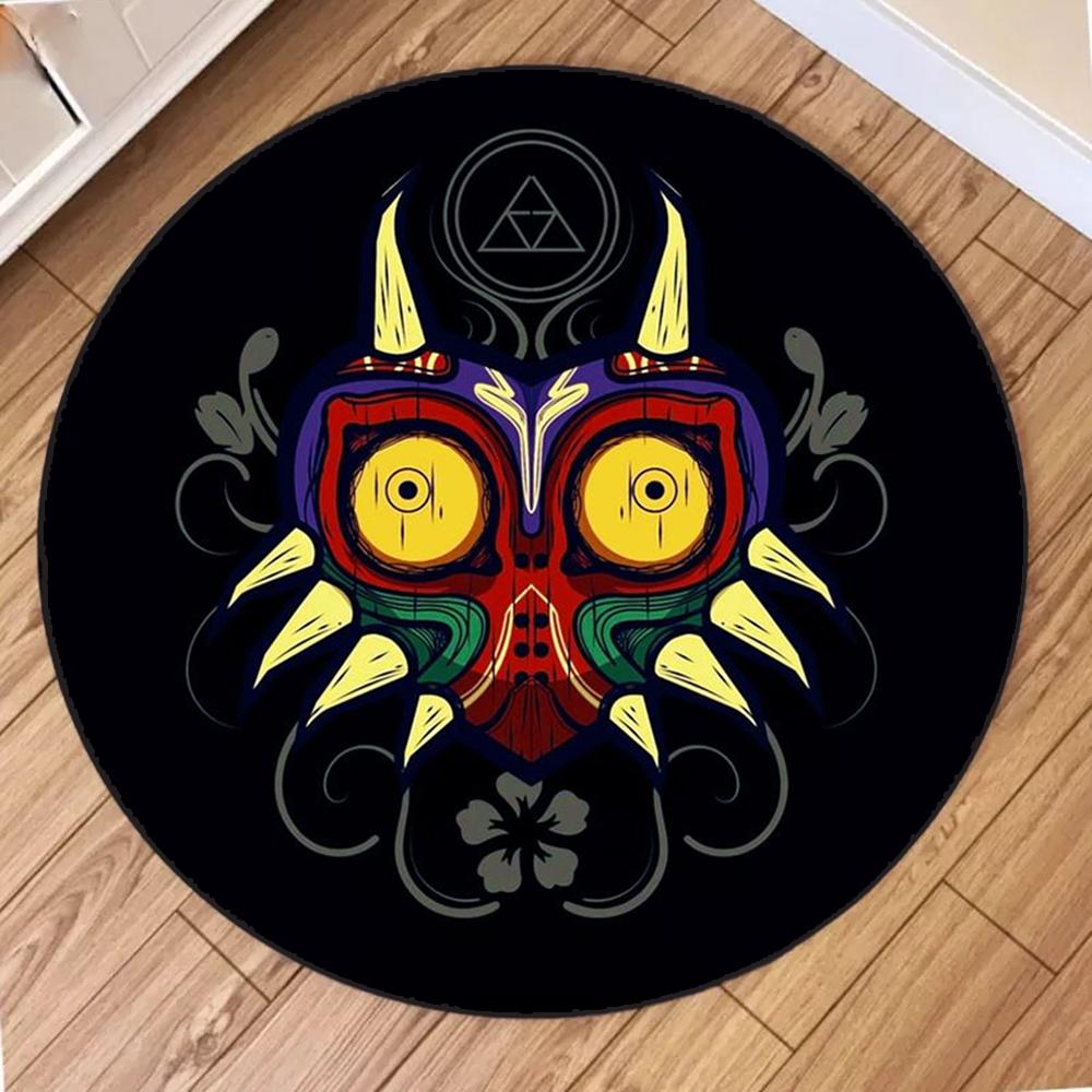 

Zelda Symbol Round Rug Retro Style Game Room Carpet for Living Room Gaming Decor Zelda Majora’s Mask Rug Gift for Gamer 120X120cm