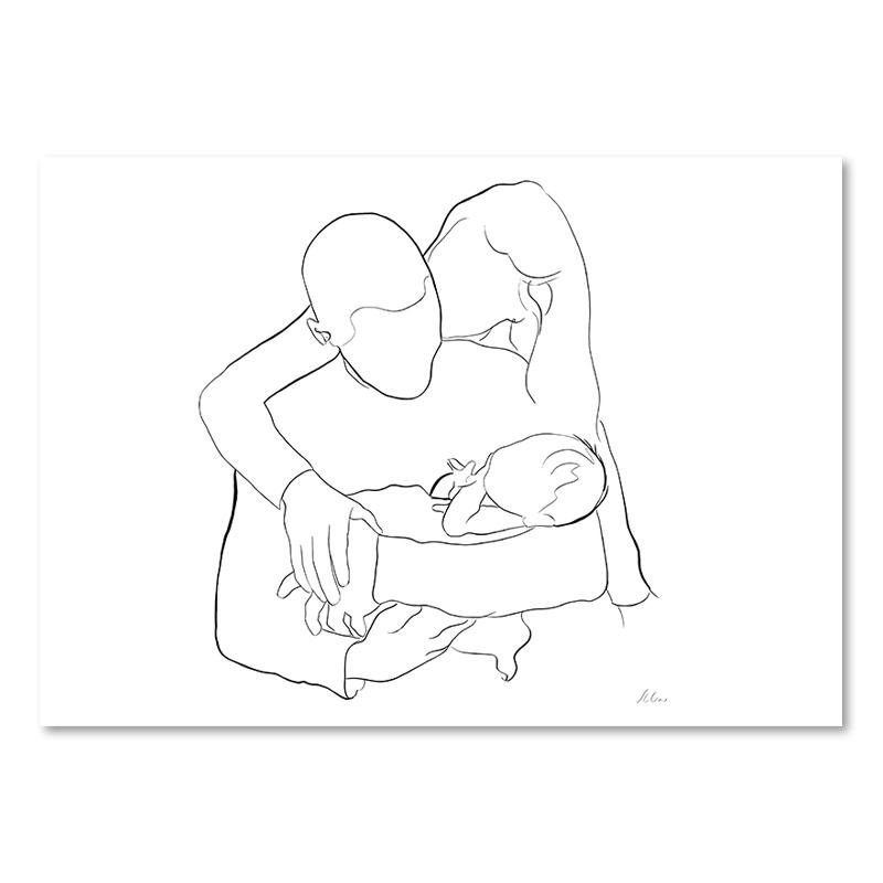 Abstract Black And White Line Love Family Wall Art Canvas Painting Nordic Posters And Prints Wall Picture For Living Room Decor