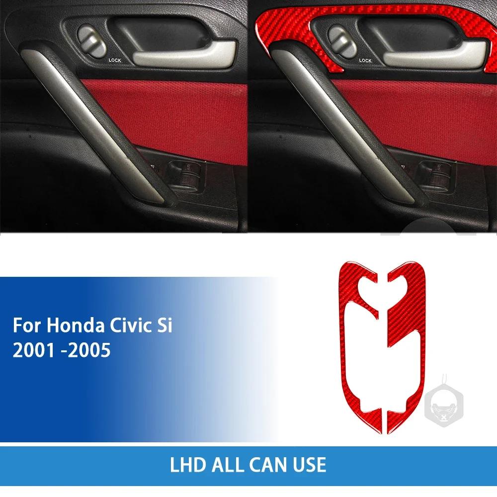 For Honda Civic Si 2001 2002 2003 2004 2005 Accessories Carbon Fiber Car Interior Door Handle Panel Trim Sticker