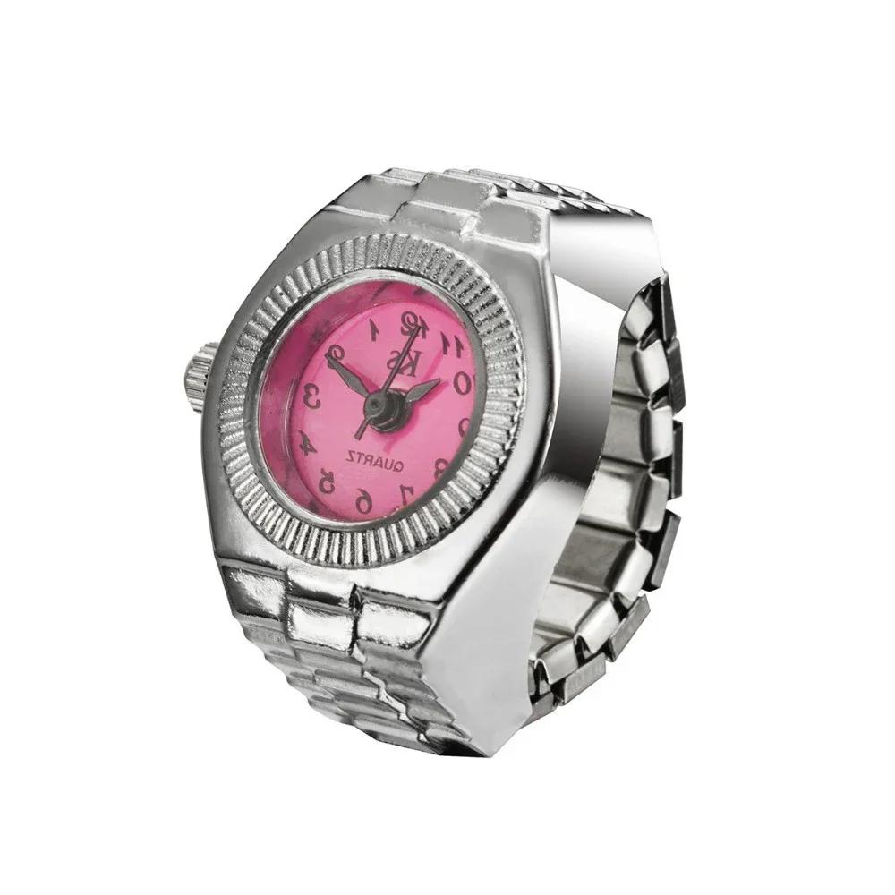 Paar Fingeruhr Ring Vintage Punk Elastisches Legierungsband Herren Damen Schmuck Uhr Römische Ziffern Zifferblatt 28 Stile Mini Quarzuhren