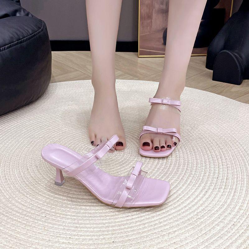 French beautiful fashion with skirt Korean slippers women's 2025 spring new versatile stiletto one-word drag women's outer wear
