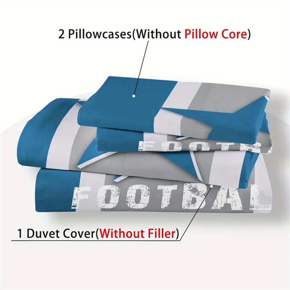 Football Stripe 3D Printing, Comfortable Soft Duvet Cover Set Breathable For Bedroom Men Teens Couple Room Bedroom, Room Decor