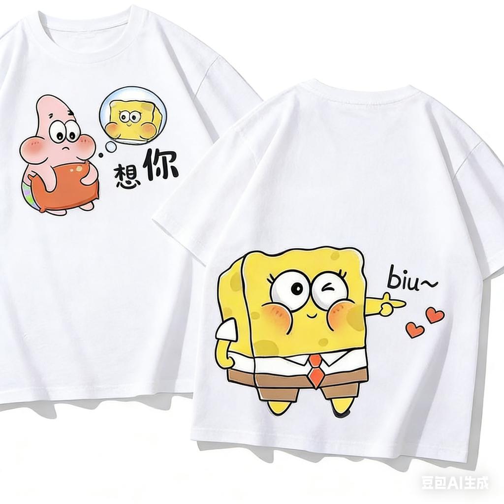 Retro Spongebob Printed Childrens Family Tshirt Unisexs Harajuku Cotton Casual Comfort Tshirt