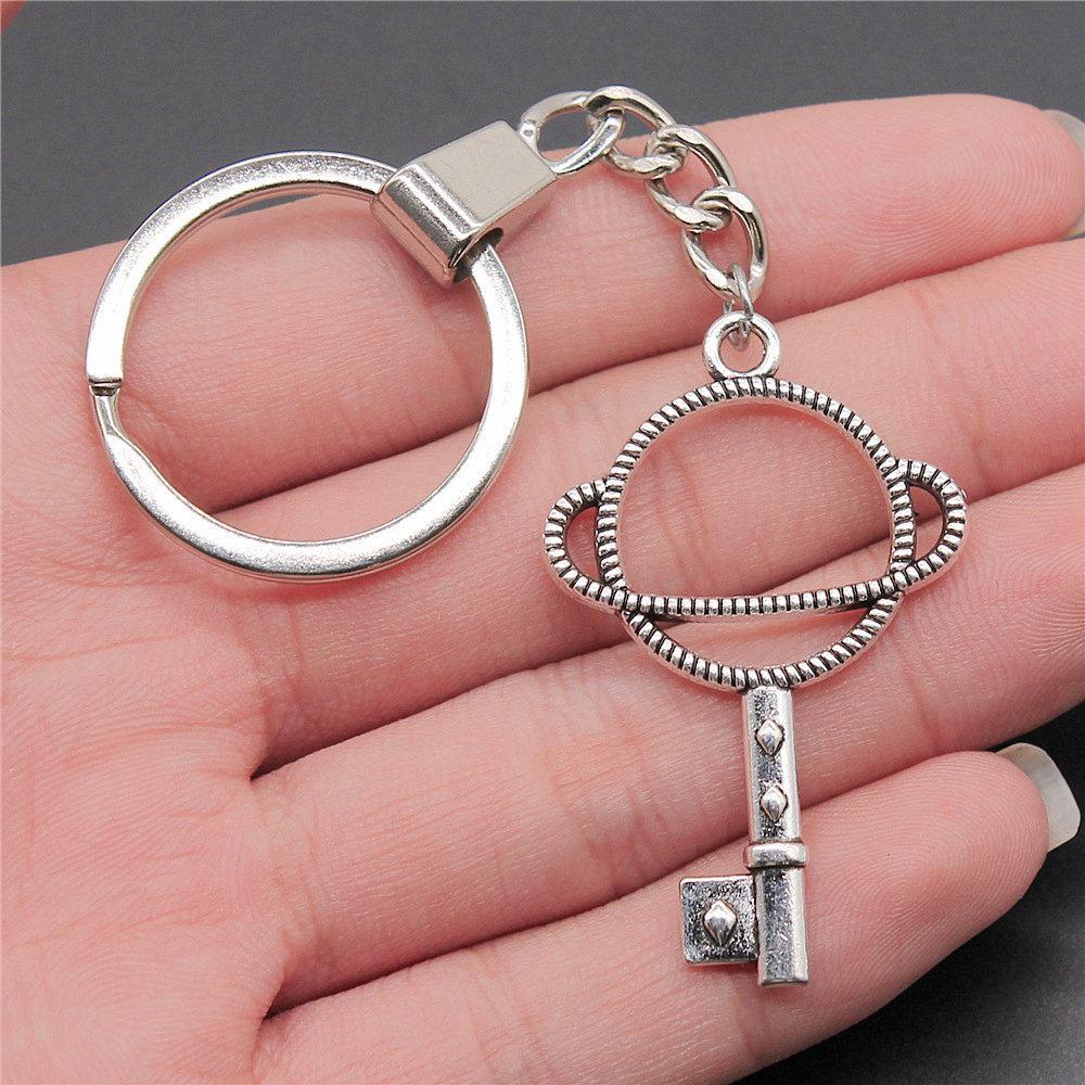 Punk Airplane Gear Steampunk Themed Antique Bronze Metal Keychain with 30mm Ring for Boys Bag Charm