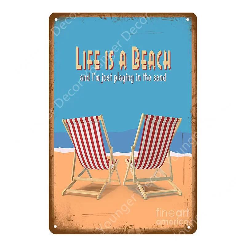 Vintage Hawaii Surfs Up Beach Welcome Metal Tin Sign Ocean Poster for Cafe Bar Outdoor Decor Home Wall Decoration