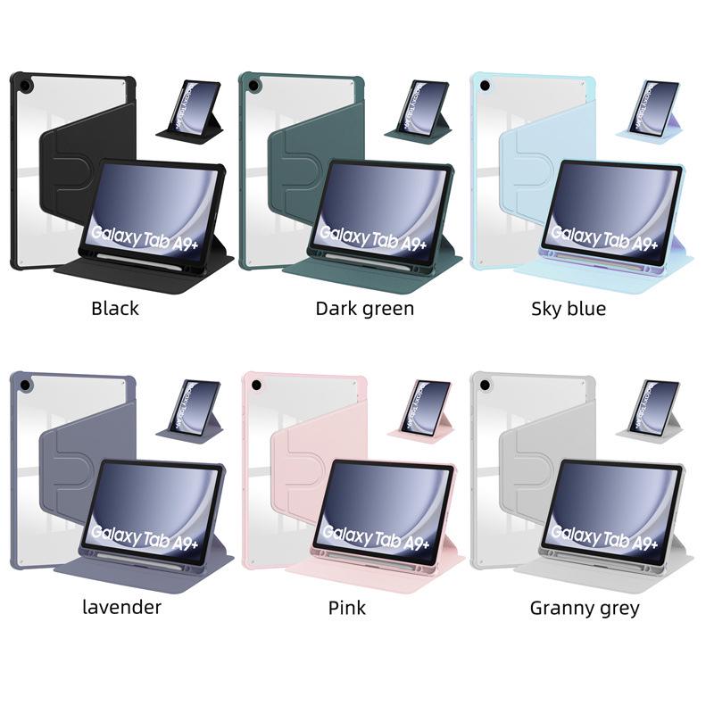 Capa Giratória de Couro Acrílico para Samsung Tab A9+ 11" - Capa Protetora Completa, 2023, Anti-Queda
