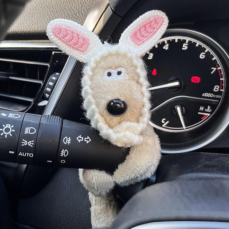 Decoração de embreagem de cachorrinho de pelúcia, limpador de para-brisa de carro, interruptor de seta, decoração, cachorro fofo, laço, boneca de limpador de para-brisa de carro, acessórios de interior