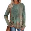 Women's Printed Lightweight Brushed-Cotton Round Neck Top