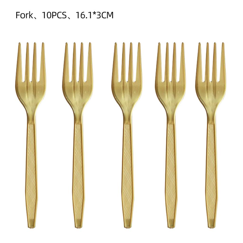 Einfarbiges Goldteller-Set Pappteller-Set Hochzeitsfeier Szenenarrangement Einwegmesser, -gabeln, -löffel, Geschirr