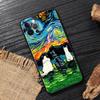 Van Gogh Starry Night Cat Oil Painting Funda For Iphone 15 Pro 14 11 12 13 Pro Max Mini XS X 7 8 14 Plus SE2020 Cases Soft Cover