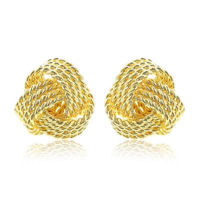 [Naot Jewelry] Gold Earrings, Non-Pierced Earrings, 18K (Gift Box Included), Single Stone, Braided Design [Diameter 1cm], Women's Twist Gold Earring