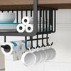 Kitchen Hanging Organiser Under Table Storage Basket Under Cabinet Paper Towel Book Organization Mug Hanging Holders with Hooks