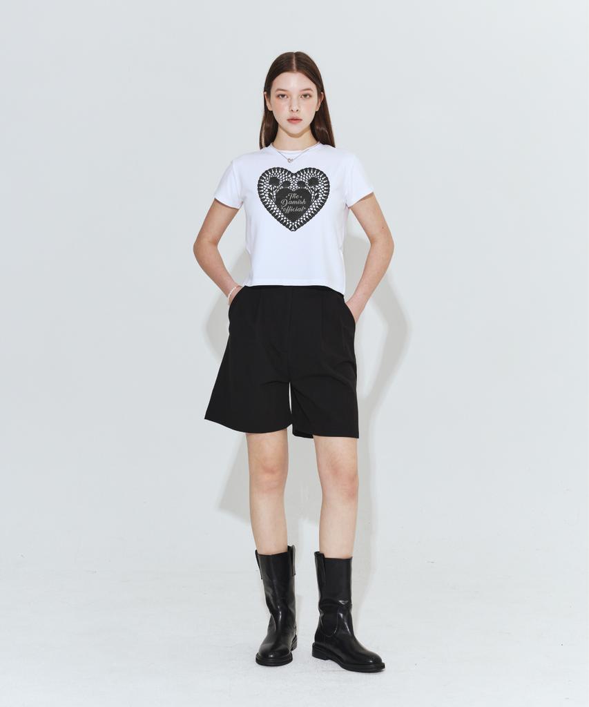 Damiswi Lace Heart T-Shirt_White (Black)