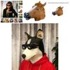 Maschera a Testa di Cavallo Halloween Cosplay Accessorio Costume Per Adulti Spaventosa E Realistica