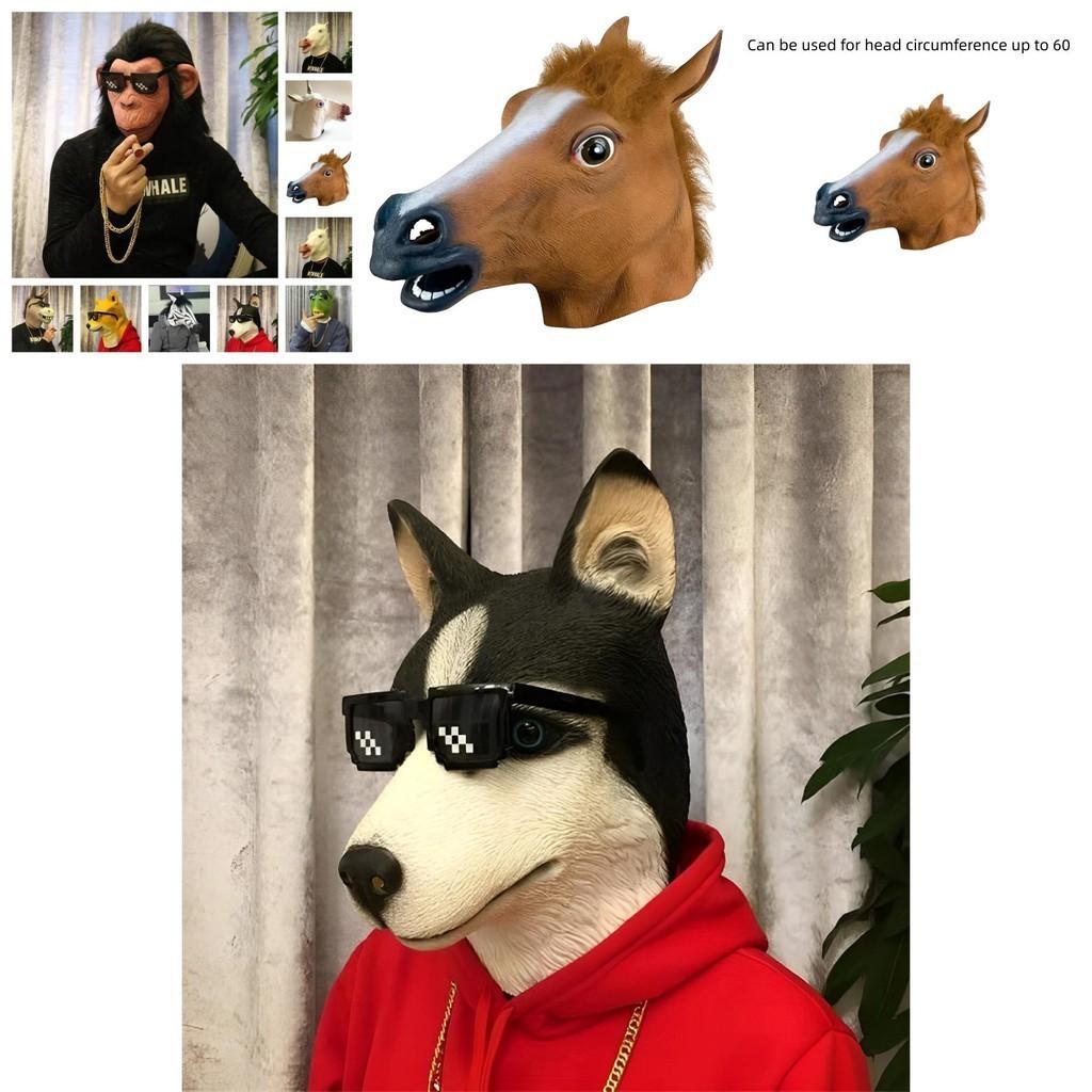Maschera a Testa di Cavallo Halloween Cosplay Accessorio Costume Per Adulti Spaventosa E Realistica