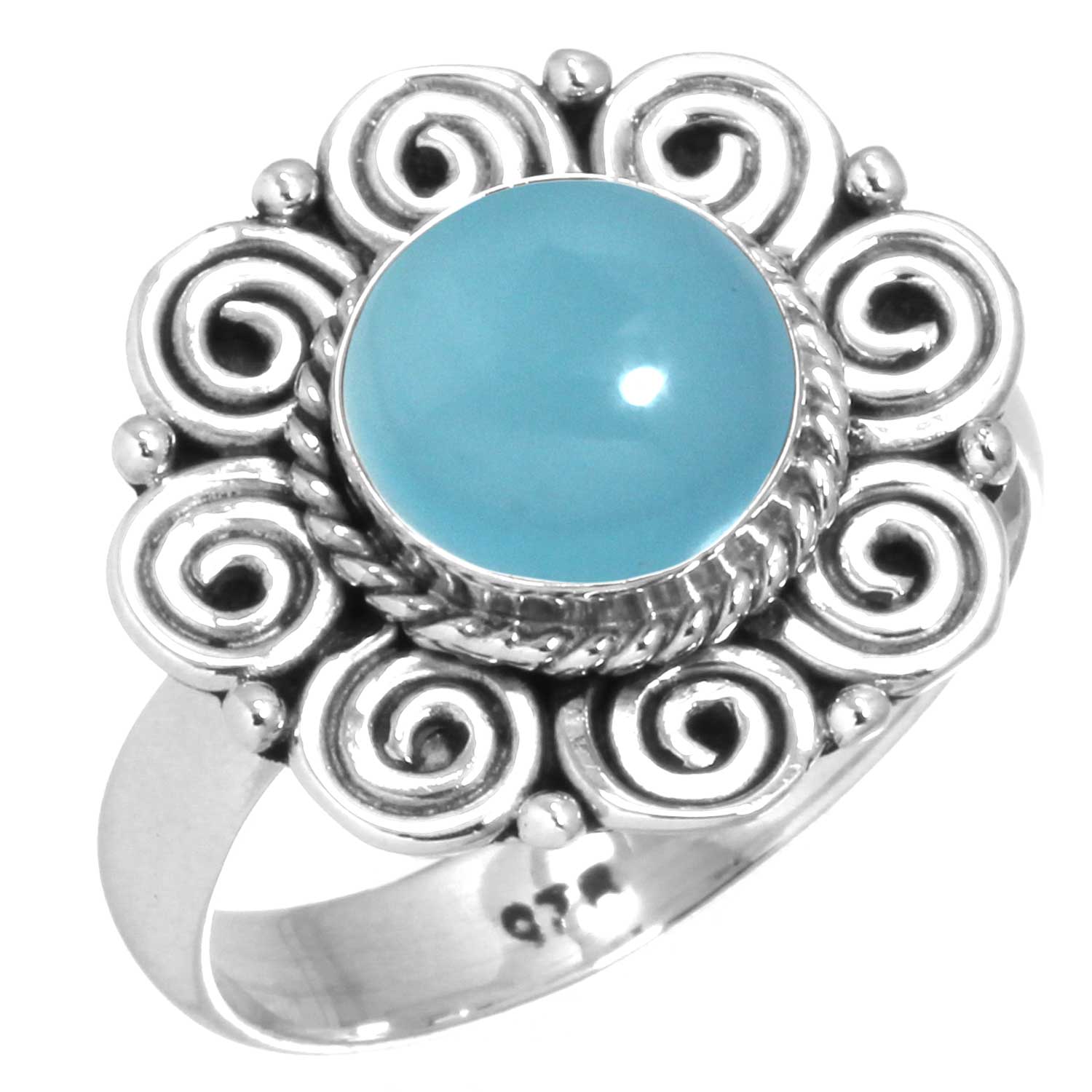 

Кольцо из стерлингового серебра 925 пробы с драгоценными камнями, ювелирные изделия ручной работы, рождественский подарок, аквамариновый халцедон, ракушка-ушка, синий солнечный камень, лабрадорит, пренит 8.5