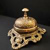 Vintage Brass Desk Bell  Ornate Floral Reception Service Bell, Countertop Ringer for Hotels