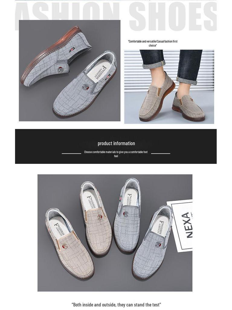 Men's Slip-on Old Beijing Canvas Shoes - Breathable, Non-slip, Wear-resistant Sole, Spring/Autumn Casual Footwear
