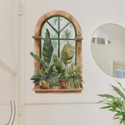 Kreativní nástěnná samolepka s obloukem a květináči, samolepicí, odnímatelná, pro ložnici, obývací pokoj, pozadí, domácí dekorace