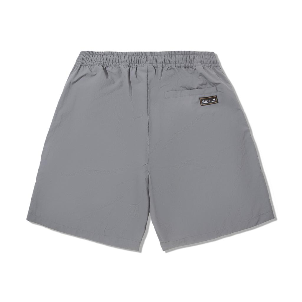 Li Ning X Staple Collaboration Series Solid Color Mid-Rise Drawstring Breathable Versatile Five-Point Casual Shorts Men Shorts Asphalt-Gray AKSV579-2
