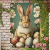 Rustic Farmhouse Easter Bunny Metal Sign Vintage Spring Wall Art Cute Hanging Ornament Indoor Home Decor