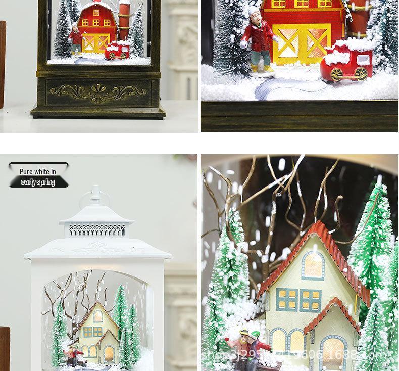 Korean Snowfall Music Lantern - Christmas Gift & Ornament for Living Room or Display