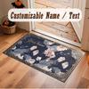 Floral Garden Theme Crystal Velvet Floor Rug Personalized Custom Name Text Warm Carpet Home Decoration