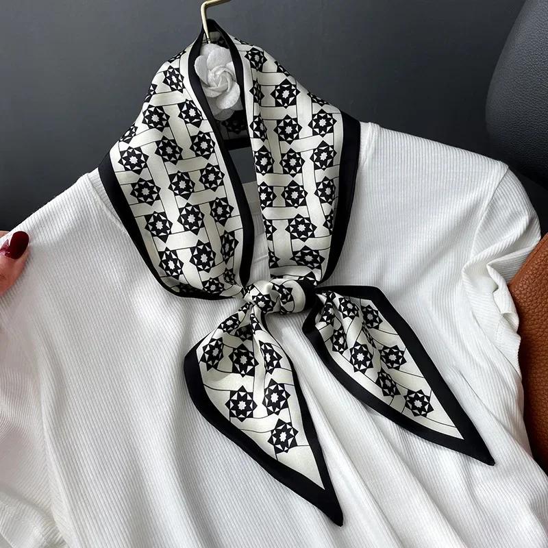 Fashion Print Hair Ribbon Scarf Women Neck Tie Bag Scarfs Satin Silk Skinny Headscarves Ladies Foulard Floral Bands 2026 New