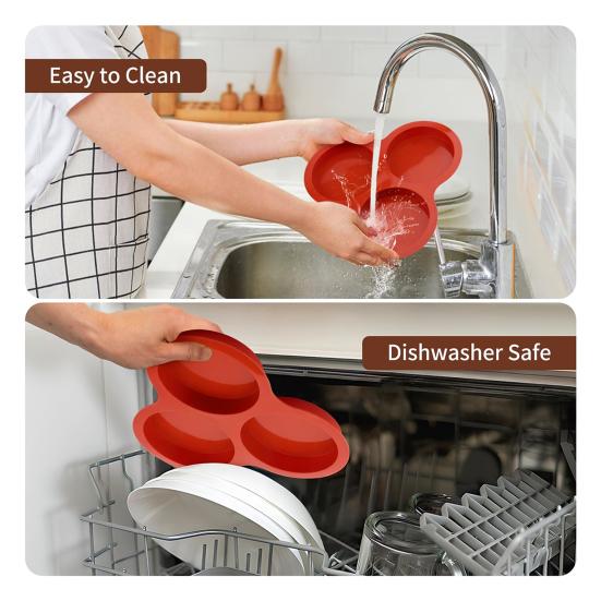 Silicone Cake Mold for Air Fryer 3 Cup Jumbo Round Muffin Top Pans BPA-Free Omelette Baking Mold for Egg Cakes Muffins Tarts Pancakes