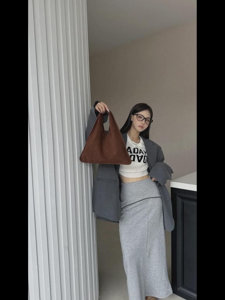 New TR Autumn/Winter Deerskin Cowhide Shoulder Bag, Fashionable Portable Bucket Tote