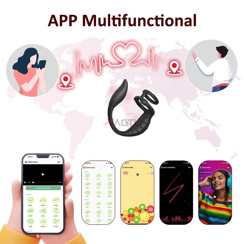 Buttplug Vibrator Wireless Controlat prin Aplicație și Inel pentru Penis – Masaj pentru Prostată pentru Bărbați, Stimulare Anală și Plăcere Intensificată