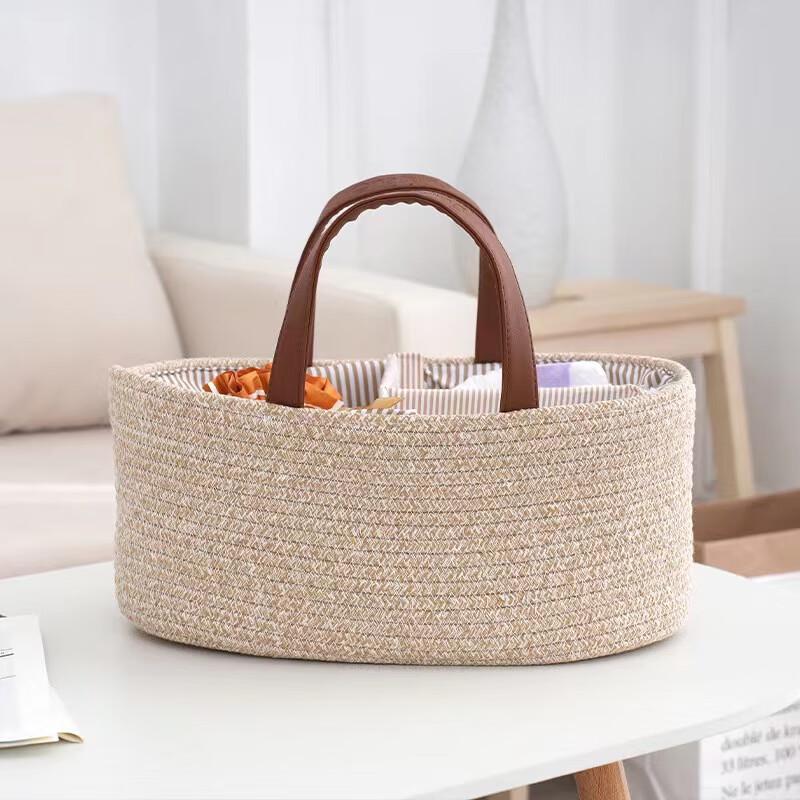 miflame Portable Cotton Linen Storage Basket
