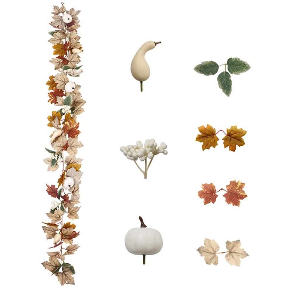 

White Berry Simulation Autumn Leaves Garland Halloween Pumpkin Vine Thanksgiving Decoration Style 1