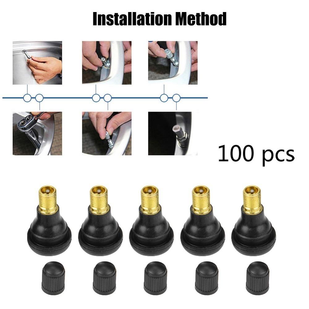 100PCS Various Specifications Tire Valve Stem Tubeless Tire Valve Stem  Tubeless Tire Leak Repair TR412