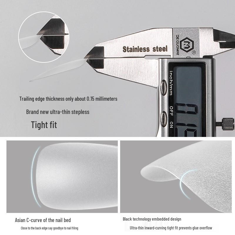 Trapezoid Frosted Ultra-Thin Nail Tips - Half/Full Cover Extension Patches