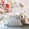 Moderne handgemalte Rosen Tapete Blumen Schmetterling 3D Wandbild Wohnzimmer Schlafzimmer Romantische Dekoration Tapete