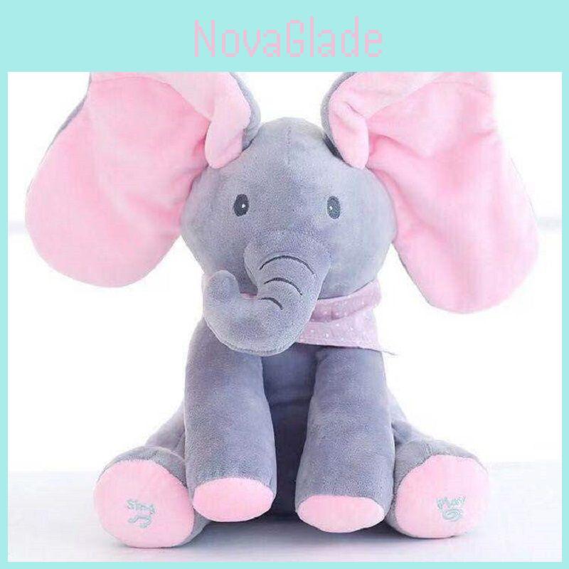 Morbido e Coccoloso Elefante Peluche Giocattolo Nascondino Con Canto e Musica