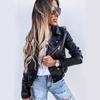 Damen Frühling Herbst Lässig Langarm Reißverschluss PU Motorradjacke Mantel