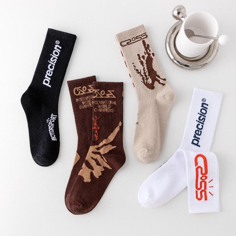 Travis Scott AJ1 Hook TS Trendy Mid-Tube Sports Socks for Men & Women