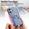 For iPhone 16 Case Ring Kickstand Leather Back Cover with Magnetic Detachable Card Holder