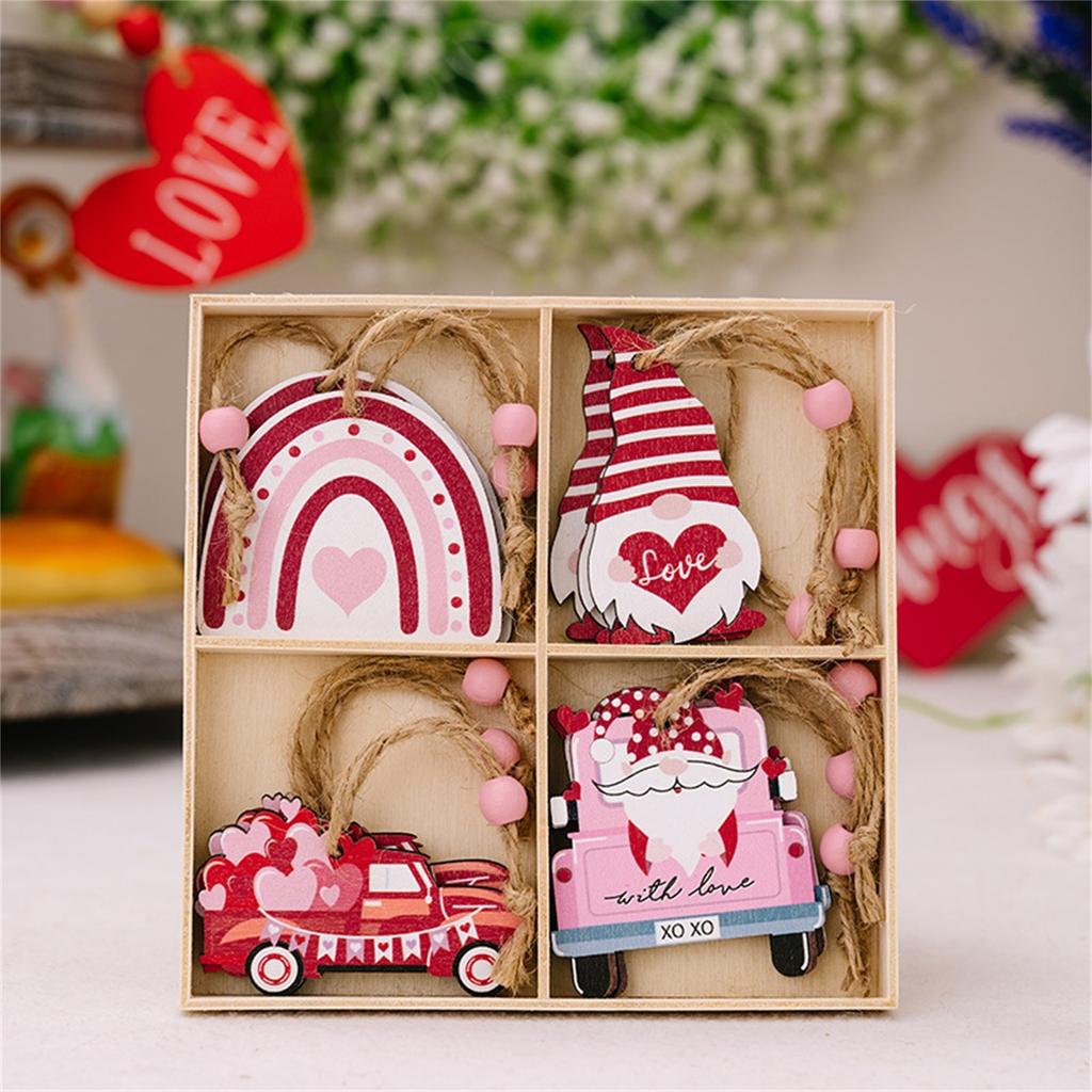 Kolorowy drewniany wisiorek, przenośny wisiorek walentynkowy, odpowiedni dla pary brelok z motywem miłosnym