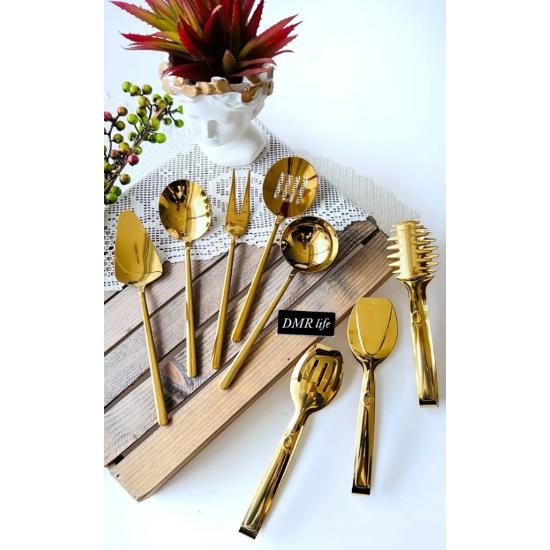 

8 Parça Gold Sos Servis Seti Ve Maşa Servis Sunum Seti