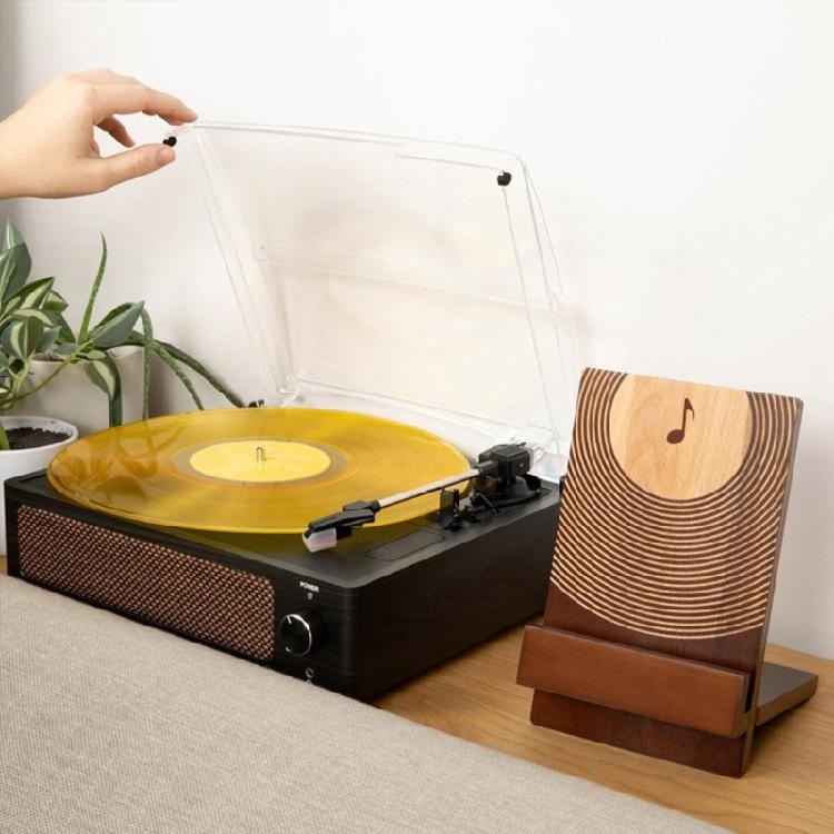 Elegante Supporto Espositore per Raccolta Dischi Base Robusta in Legno Organizzatori Portatili da Scrivania per Organizzazione Album