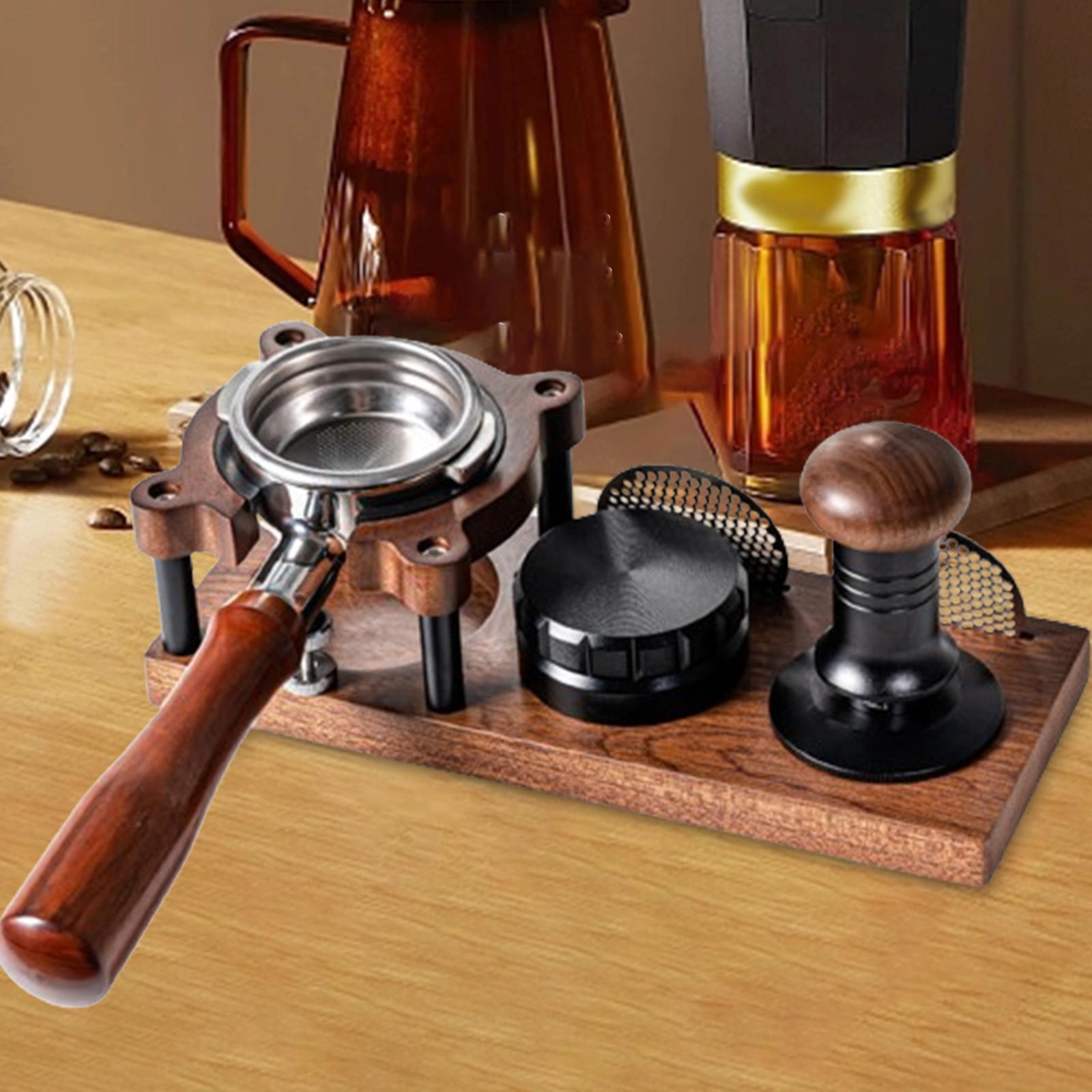 

Espresso Tamping Station Countertop Coffee Tamper Stand and Portafilter Holder Espresso Tamp Tool Wooden Coffee Tamper Holder