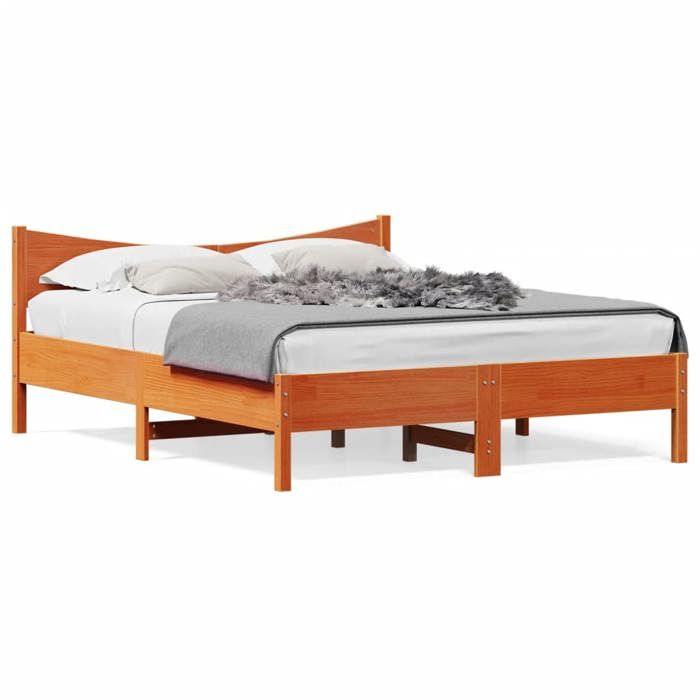 VidaXL Bed Frames and Headboards, Double Bed with Slatted Base, Adult Bedroom Bed, Modern, Wax Brown 150x200 Cm 3216368