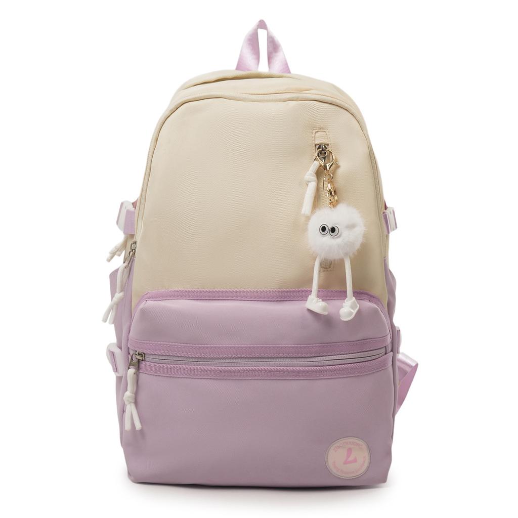 Schoolbag Contrasting Color Backpack New Large Capacity Fashion Ins Style Retro Versatile Backpack Female Pendant Chinese College Student Schoolbag