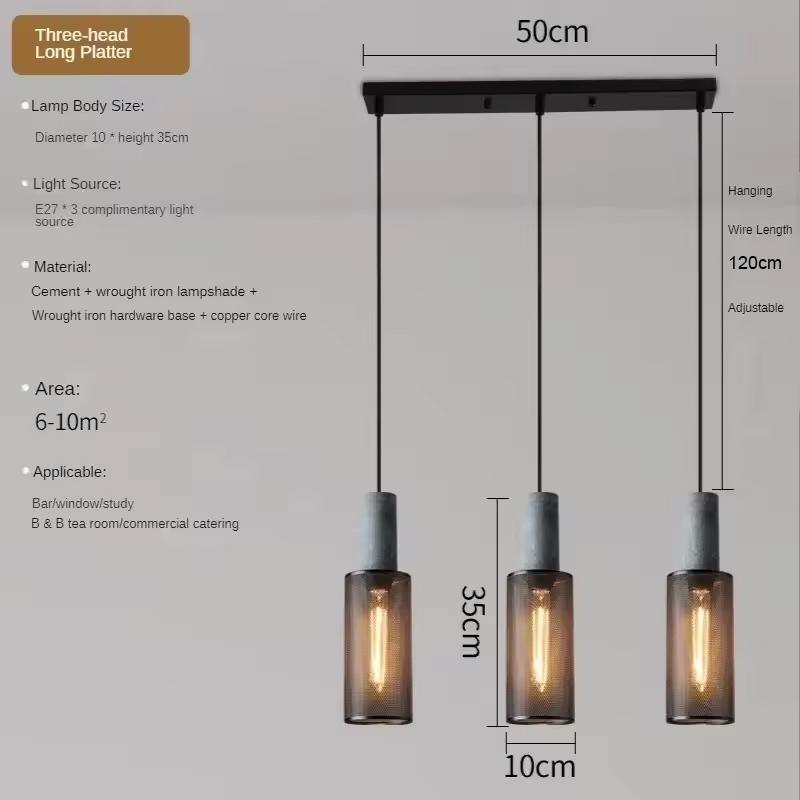 Vintage restaurant pendant light corridor cement column forged iron lampshade LED E27 coffee shop home decoration pendant light