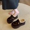Thick-soled Height-increasing Sponge Shoes for Women with Fleece Toe Caps and Cotton Slippers